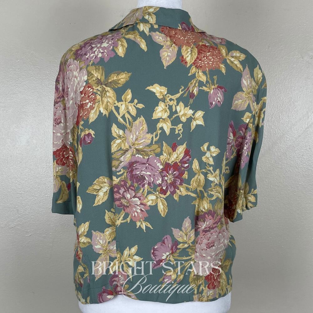 Rare Green Floral Top ALT ASO Phoebe Buffay Friends VTG 90s Made in USA - Picture 6 of 9